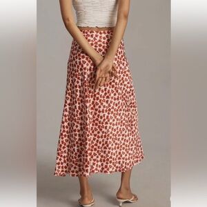 Anthropologie Maeve skirt satin silky size small slit ruched